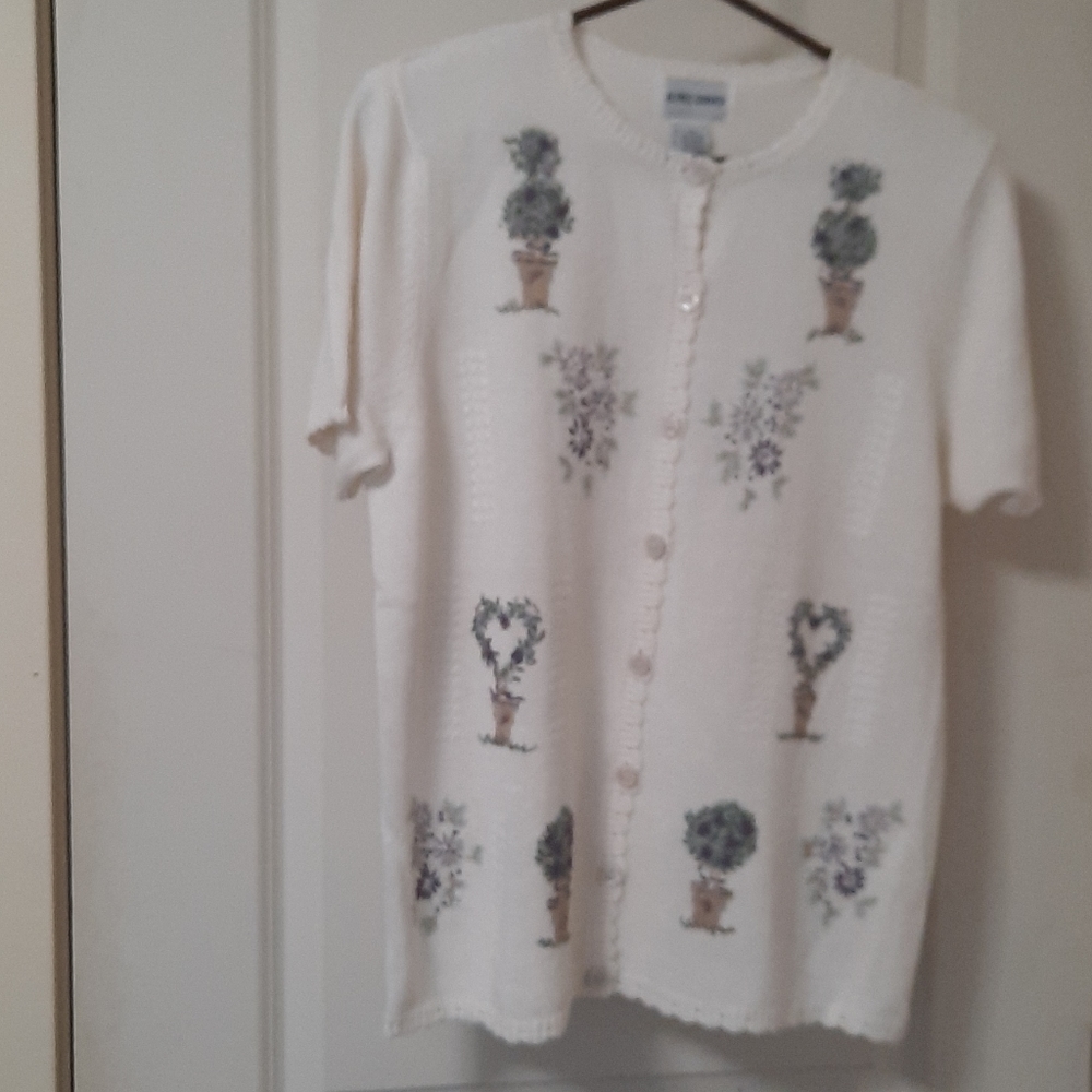 Short Sleeve Button Down Sweater - image 1